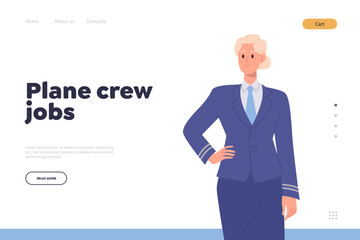 Plane crew job landing page template for online service offering training class for airliner staff