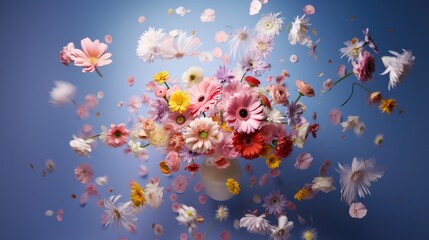 Flower bouquet explosion, pastel colours