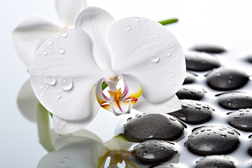 spa stones with orchid