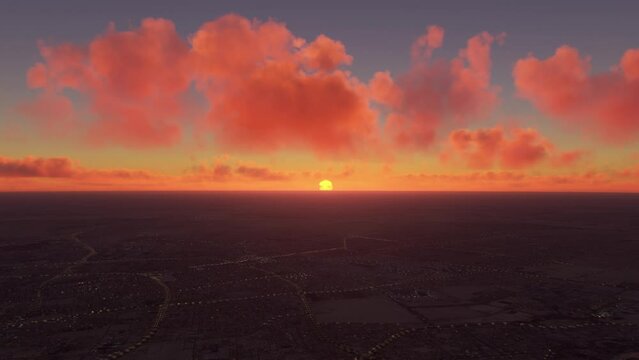 Aerial - Flying over the city of Doha in Qatar at sunset