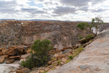 Augrabies Falls National Park in South Africa with the Orange River running through it.