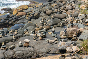 stones stacked on the edge of the sea, zen stones