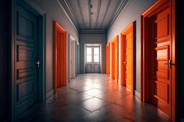 At the end of the corridor is a door. Generative AI