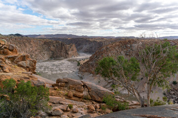 Fototapeta na wymiar Augrabies Falls National park in South Africa with the Orange River running through it.