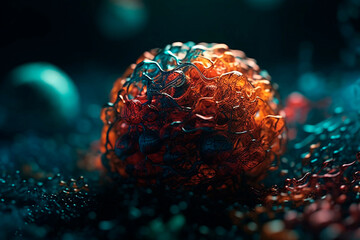 Microscopic spherical organism. Generative AI