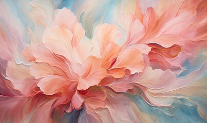  a painting of a pink flower on a blue and pink background.  generative ai
