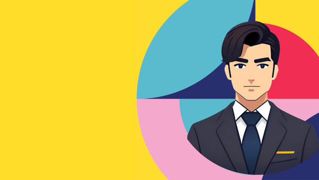 yellow gradient background with businessman - organization chart - ideal for website, slide base, email, greeting card, presentation, postcard, book, poster, playbill, printable -
