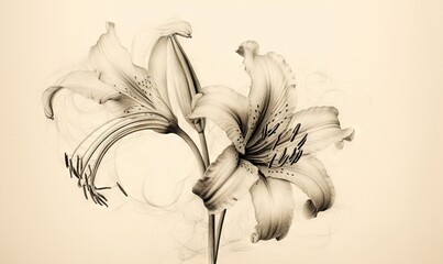  a black and white drawing of a flower on a white background.  generative ai