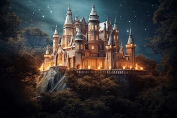Fototapeta premium Fairytale Castle for Fairies, Generative AI