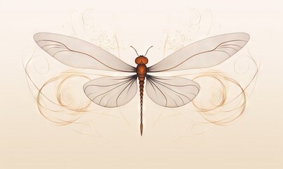  a white dragonfly sitting on top of a white wall.  generative ai