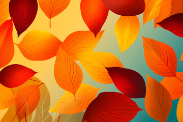 Fototapeta na wymiar Autumn seasonal background frame with fall leaves
