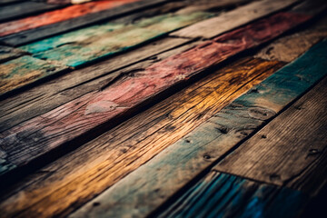 Fototapeta premium Floor from multi-colored boards. Generative AI