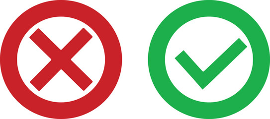 Fototapeta premium set two icons yes and no, red cross and green check mark vector illustration