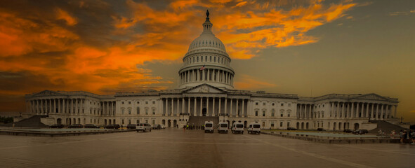 US Capitol building sunset cloudy day