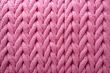 Naklejka na ściany i meble Pink knitted texture resembling a cozy sweater.