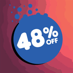 48% off per cent, percentage number in a colored circle, promotion, big sale, colorful background