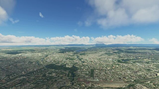 Aerial drone view of Simferopol city on the Crimean peninsula. Russia or Ukraine