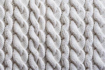 Fototapeta na wymiar White knitted texture, resembling a cozy sweater.