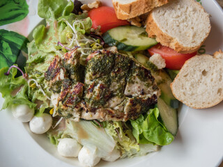 Ensalada con pollo al grill y mozzarella