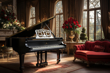 grand piano in the room ai generative