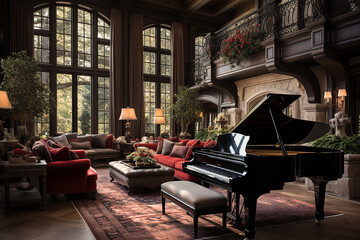 Fototapeta na wymiar grand piano in the house ai generative