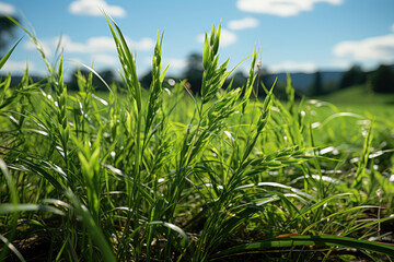 Fototapeta premium Lush green grass representing the freshness of spring. Generative Ai, Ai.