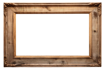 Vintage wooden frame with copy space over transparent isolated background