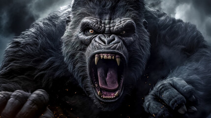 portrait of angry gorilla, furious animal, made with Generative AI
