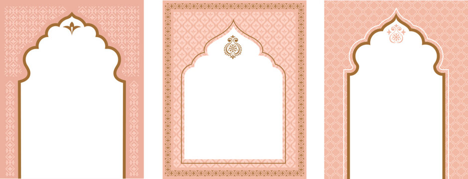 Indian and oriental frames, backgrounds, doors and arches. Wedding, event invitation templates collection - Powered by Adobe