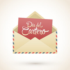 Dia del Cartero - Mailman day spanish text, National Thank A Mailman Day vector card