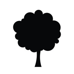 Vector silhouette tree design element isolated on white background. Tree flat illustration on white background. Isolated tree design on white background. Nature concept icon design.