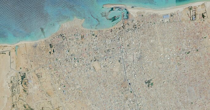 3D Buildings Rendering Boosaaso Somalia HD satellite image