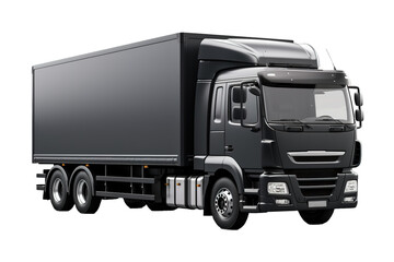 Black cargo modern truck over white transparent background