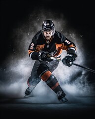Dynamic Illustration of a Ice Hockey Player - sports clipart