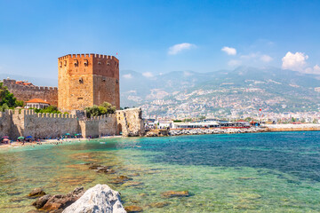 Kizil Kule Red tower and fortress in Alanya, Turkey, Asia.