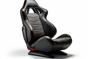Isolated black leather car seat with a sleek design. Generative Ai.