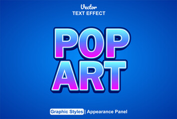 pop art text effect with blue color graphic style and editable.
