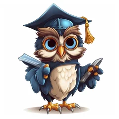 Abwaschbare Fototapete Eulen-Cartoons Cute and sweet owl school learning symbol vector file