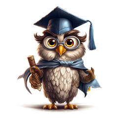 Fototapeta premium vector illustration of owl carrying book and pencil