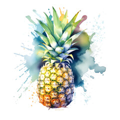 Pineapple A Juicy Watercolor Splash on White Background