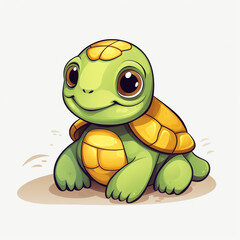 Obraz premium Generative AI illustration of a cute turtle in cartoon style adding charm to your designs