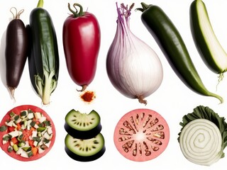 Colorful set of slices of vegetables with spices, created with generative ai, ki