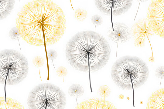 fluffy dandelion seamless pattern illustration © Olga
