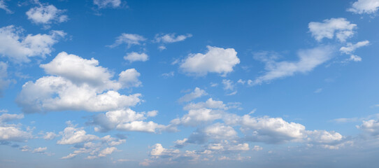blue sky background with tiny clouds panorama