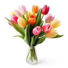Fototapeta premium Tulip Flower Bouquet Isolated. Illustration AI Generative.