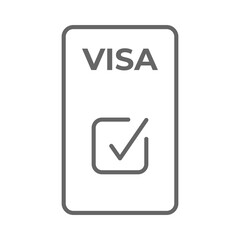 Visa accept minimalistic line icon. Accepted passport sign line icon or logo. Vector illustration