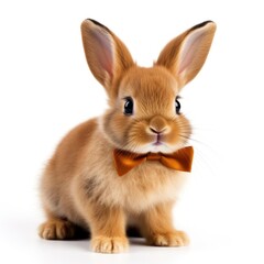 Cute Rabbit Isolated. Illustration AI Generative.