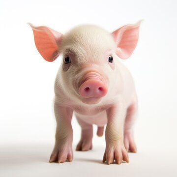 Cute mini pig isolated. Illustration AI Generative.