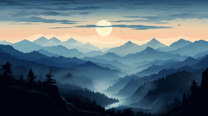 Fototapeta na wymiar Silhouette of mountains