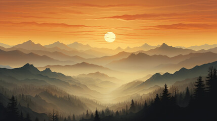 Fototapeta premium Silhouette of mountains